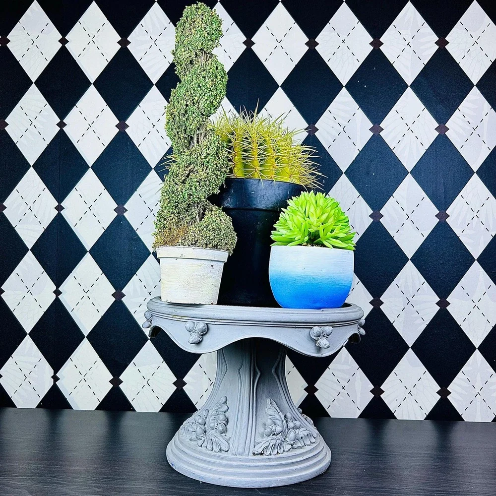 Matte Grey Ceramic Pedestal Plinth and Cake Stand French Country European‎ 11